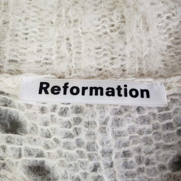 Reformation Sweater Alpaca Wool Jessica Pointelle Lacy Knit Ivory Size Small - Picture 10 of 11